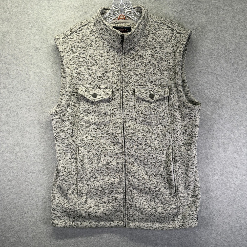 The Normal Brand Vest Mens Large Gray Knit Lincoln Fleece Full Zip Outdoor